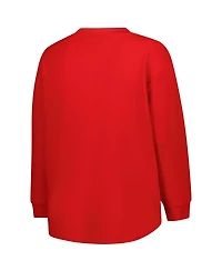 Fanatics Women's Scarlet Ohio State Buckeyes Lace-Up Waffle Knit Plus Long Sleeve T-Shirt