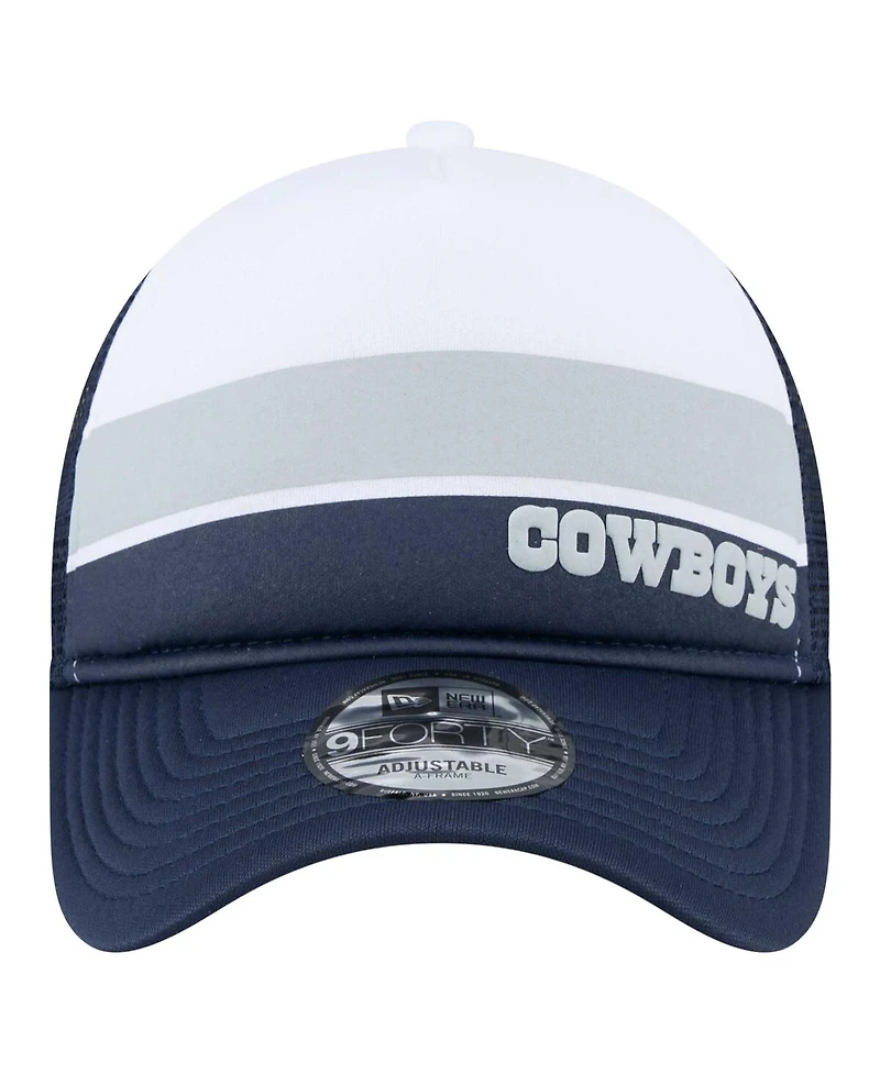 New Era Big Boys and Girls White/Navy Dallas Cowboys Sport Night Color Block 9FORTY A-Frame Trucker Adjustable Hat
