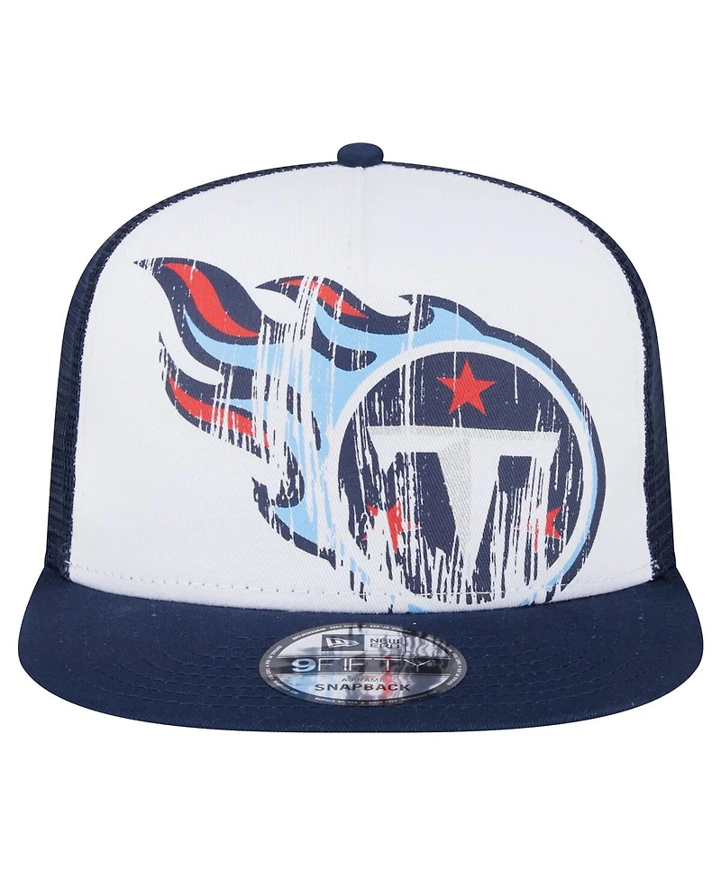 New Era Big Boys and Girls White/Navy Tennessee Titans Distressed 9FIFTY A-Frame Snapback Hat