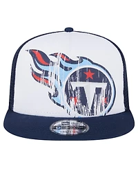 New Era Big Boys and Girls White/Navy Tennessee Titans Distressed 9FIFTY A-Frame Snapback Hat