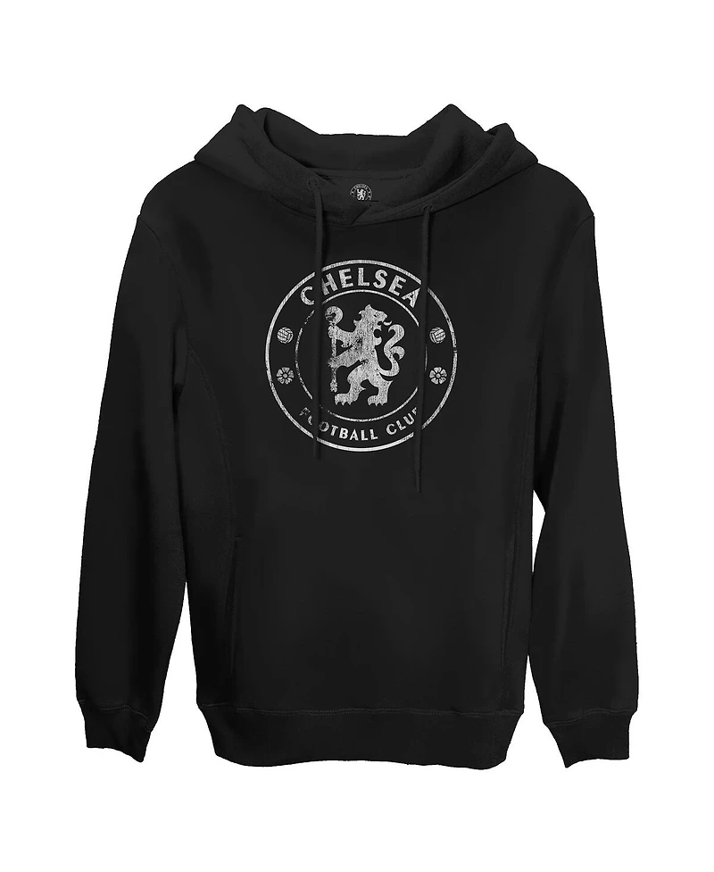 1863FC Men's Black Chelsea Monochrome Badge Fleece Pullover Hoodie