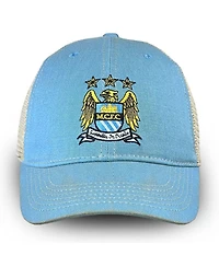 1863FC Men's Sky Blue Manchester City Retro Tea Washed Vintage Trucker Adjustable Hat