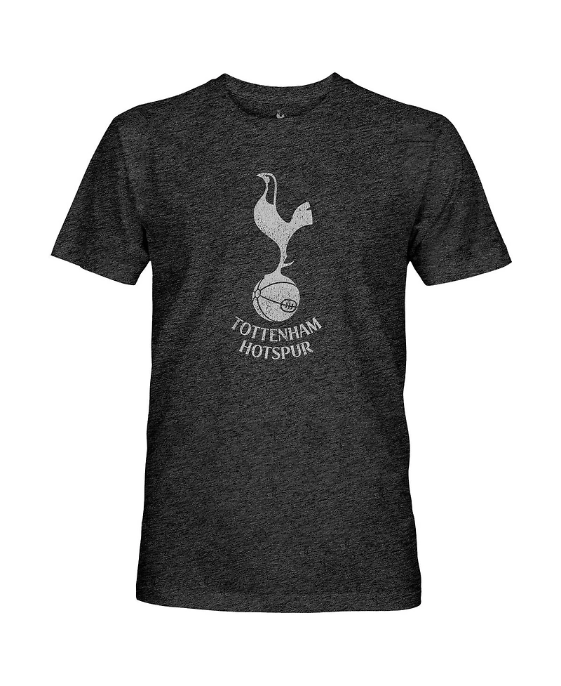 1863FC Men's Black Tottenham Hotspur Mono Badge Vintage Tri-Blend T-Shirt