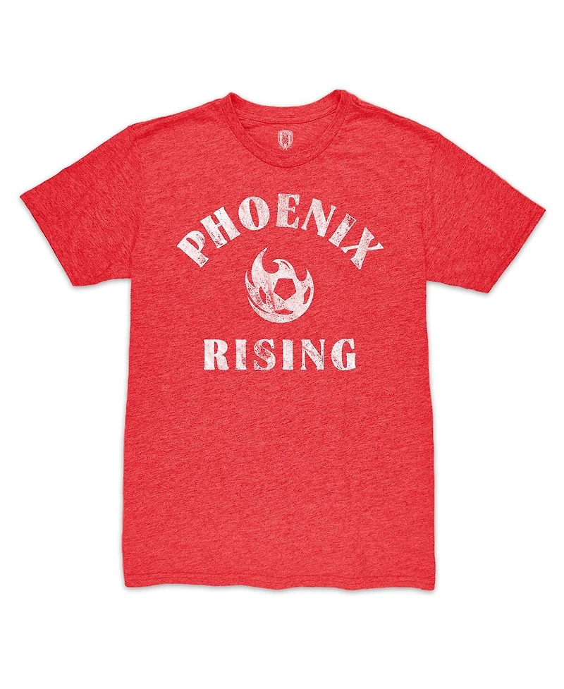 1863FC Men's Heather Red Phoenix Rising Fc Team Arch Vintage Tri-Blend T-Shirt