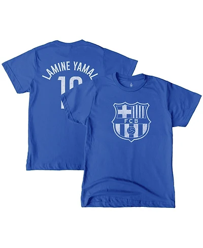 1863FC Big Boys and Girls Lamine Yamal Blue Barcelona Player Name Number T-Shirt