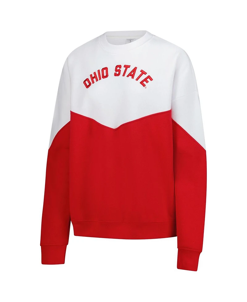 ZooZatz Women's White Ohio State Buckeyes Bestie Oversized Pullover Sweatshirt