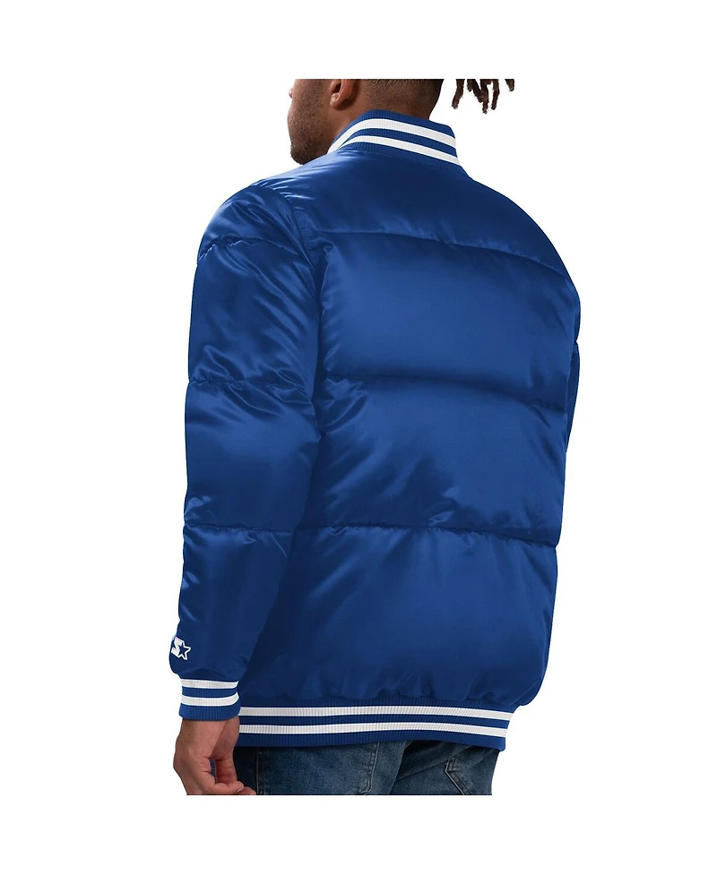 Starter Men's Royal New York Mets Bronx Satin Full-Snap Bomber Jacket