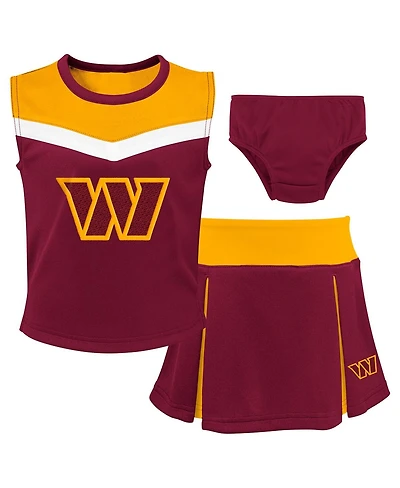 Outerstuff Girls Preschool 2-Piece Burgundy Washington Commanders Spirit Cheerleader Set with Bloomers