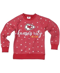 Wes & Willy Big Girls Red Kansas City Chiefs Shimmer Star Reverse Fleece Pullover Sweatshirt