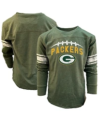 Wes & Willy Big Boys and Girls Heather Green Bay Packers Football Long Sleeve T-Shirt