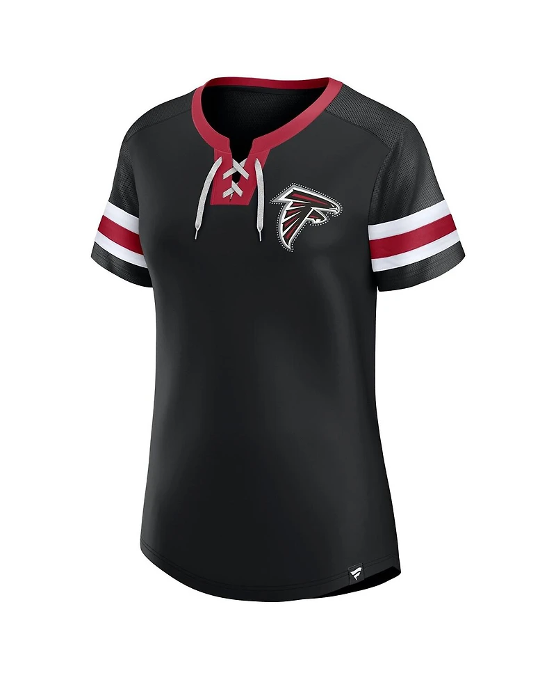 Fanatics Women's Black Atlanta Falcons Lace-Up Bling T-Shirt