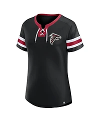 Fanatics Women's Black Atlanta Falcons Lace-Up Bling T-Shirt