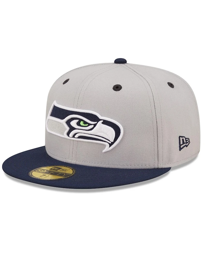 New Era Men's Gray/Navy Seattle Seahawks Flipside 2Tone 59FIFTY Fitted Hat