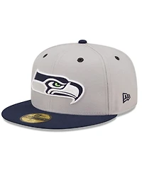 New Era Men's Gray/Navy Seattle Seahawks Flipside 2Tone 59FIFTY Fitted Hat