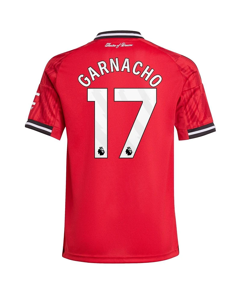 Adidas Big Boys and Girls Alejandro Garnacha Red Manchester United Home 2025/26 Replica Player Jersey