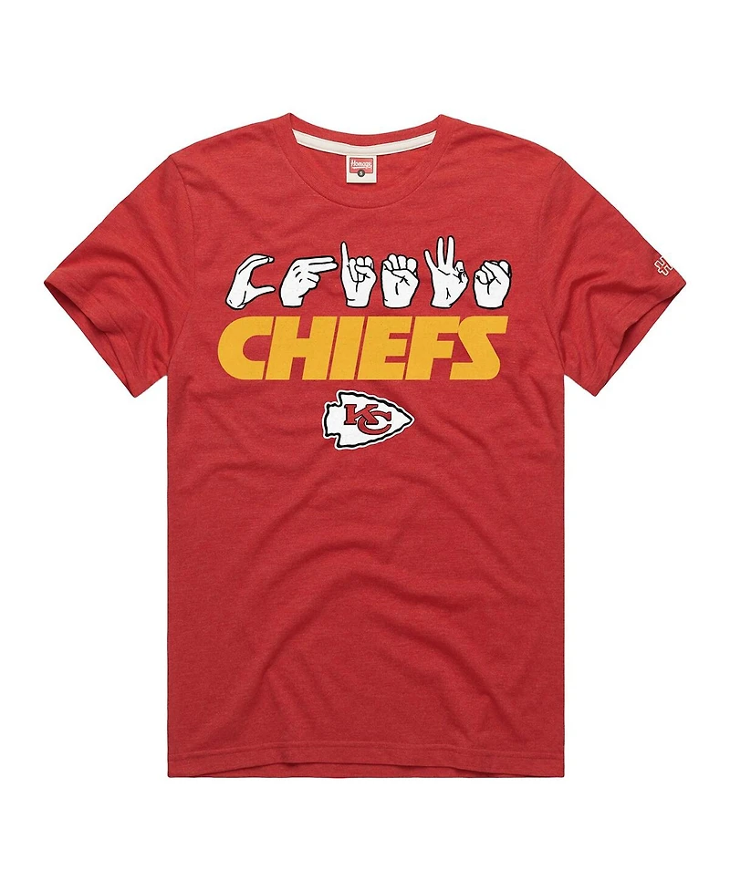 Homage Men's and Women's Red Kansas City Chiefs Nfl Asl Collection by Love Sign Tri-Blend T-Shirt