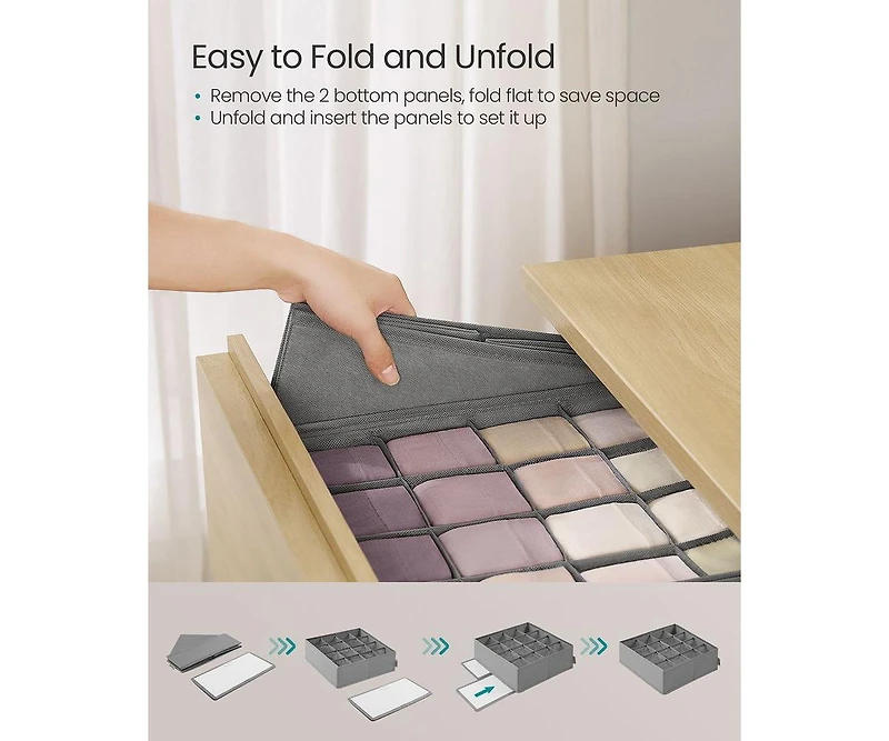 Set of 4 Drawer Organizers for Underwear and Closet Storage