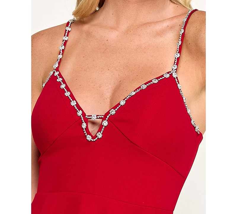 City Studios Women's Beaded Fit and Flare Short Dress