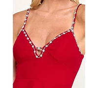 City Studios Women's Beaded Fit and Flare Short Dress
