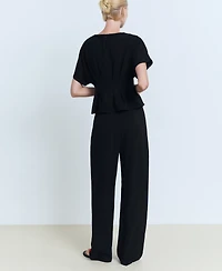 Mango Women's Straight-Fit Pleated Pants