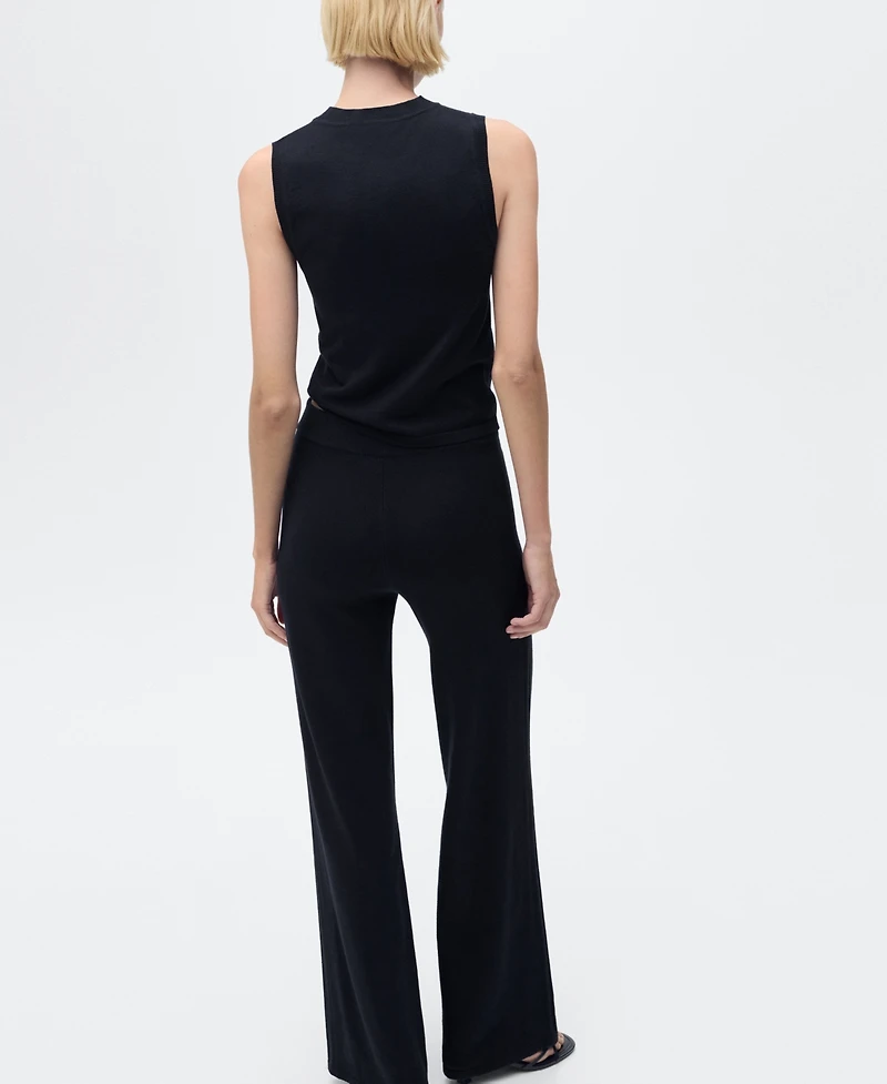 Mango Women's Fine-Knit Wide Leg Pants