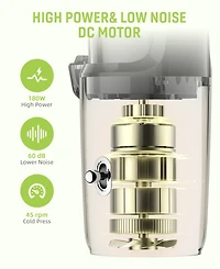 180W Juicer Machines, Cold Press Juicer, Powerful Slow Juicer with Pulp Seperation For Whole Fruits & Vegetables
