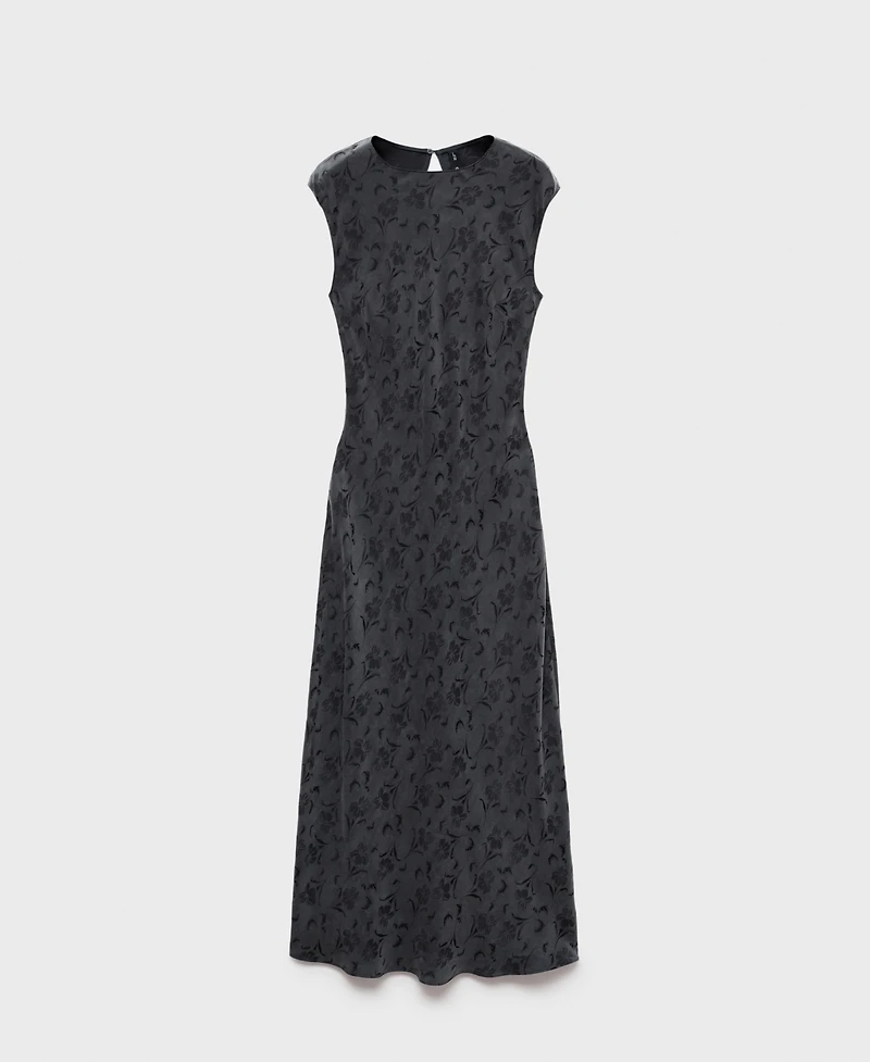 Mango Women's Satin Floral Jacquard Dress