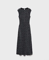 Mango Women's Satin Floral Jacquard Dress
