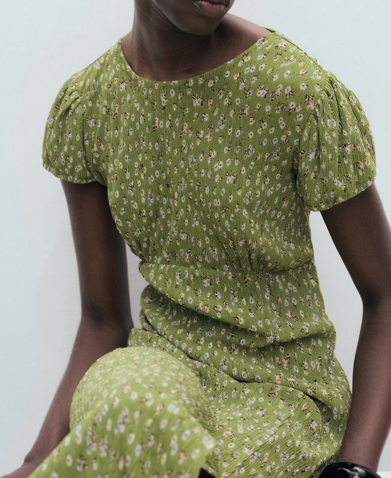 Mango Women's Floral-Print Pleated Dress