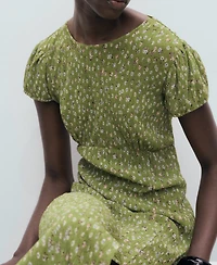 Mango Women's Floral-Print Pleated Dress