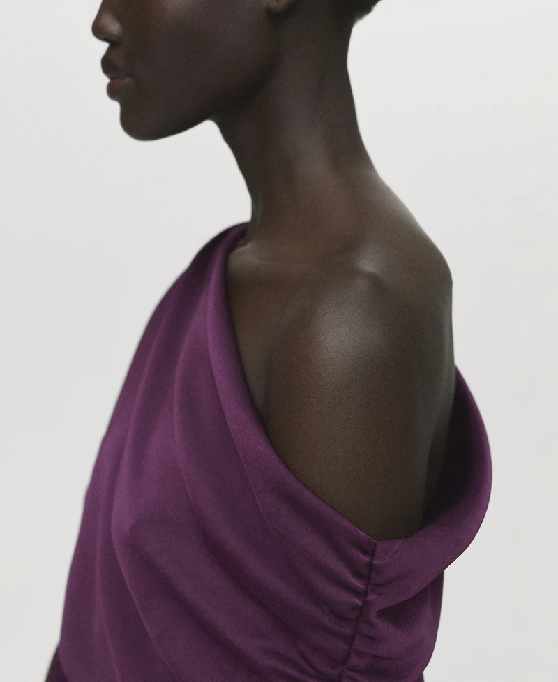 Mango Women's Asymmetrical Satin Dress