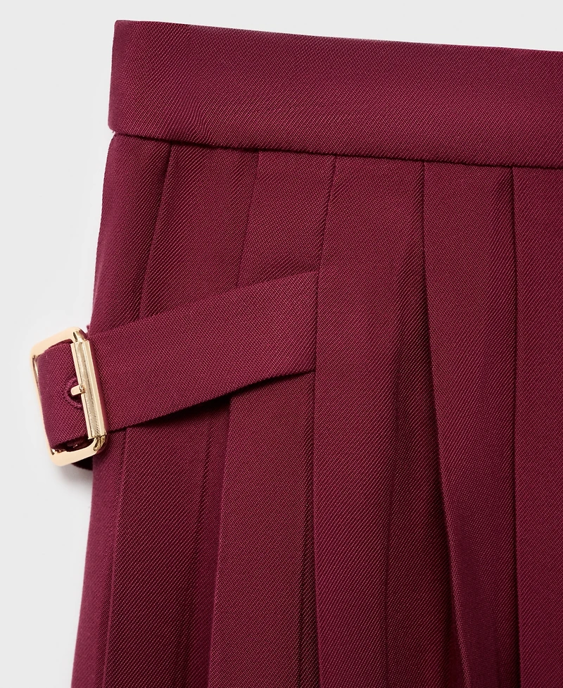 Mango Women's Buckles Pleated Skirt