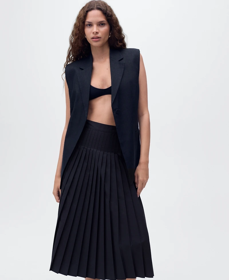 Mango Women's Pleated Midi Skirt