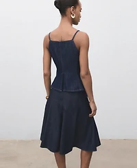 Mango Women's Pleated Denim Skirt