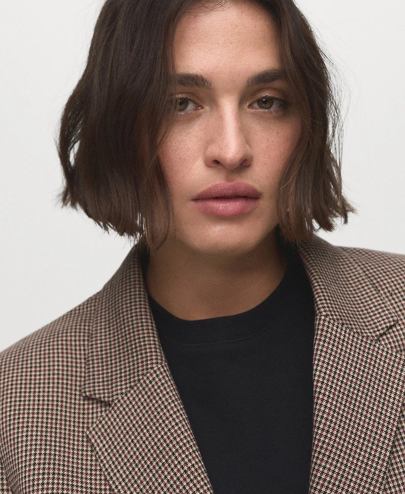 Mango Women's Micro-Houndstooth Double-Breasted Jacket