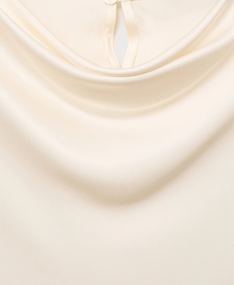 Mango Women's Draped Neck Satin Blouse