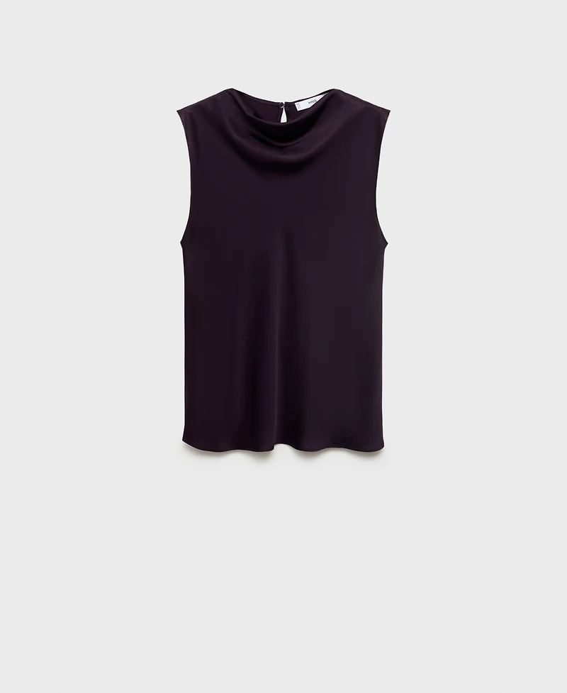 Mango Women's Draped Neck Satin Blouse
