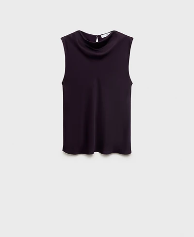 Mango Women's Draped Neck Satin Blouse