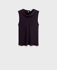 Mango Women's Draped Neck Satin Blouse