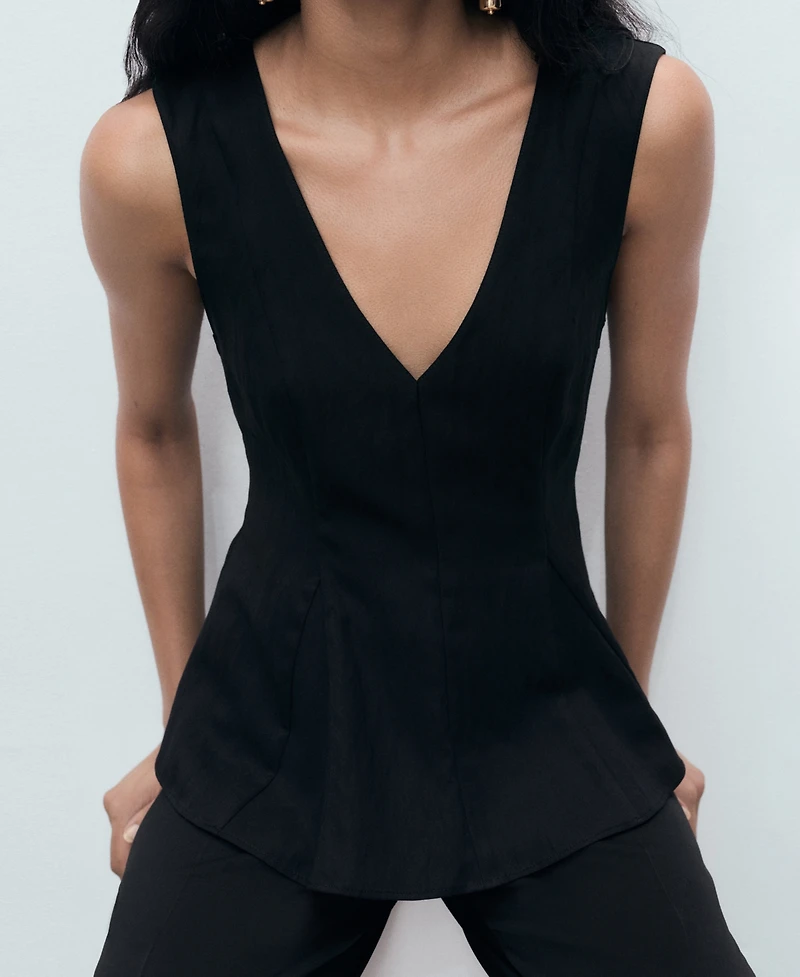 Mango Women's Lyocell Peplum Top