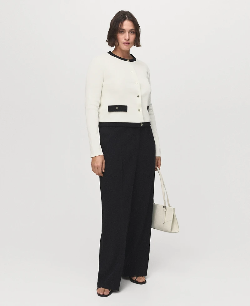 Mango Women's Contrasting Cotton Cardigan