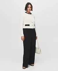 Mango Women's Contrasting Cotton Cardigan