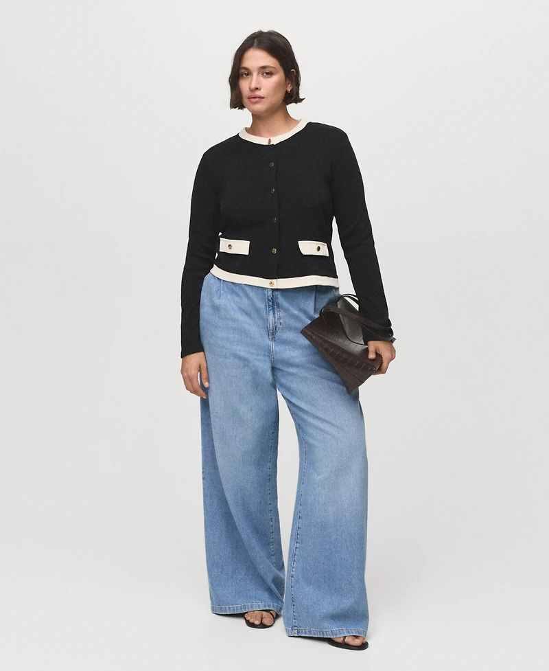 Mango Women's Contrasting Cotton Cardigan