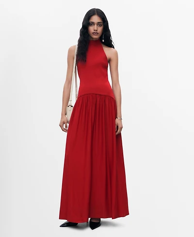 Mango Women's Mixed Knit Halter Dress