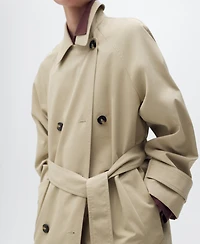 Mango Women's Long Double-Breasted Trench Coat