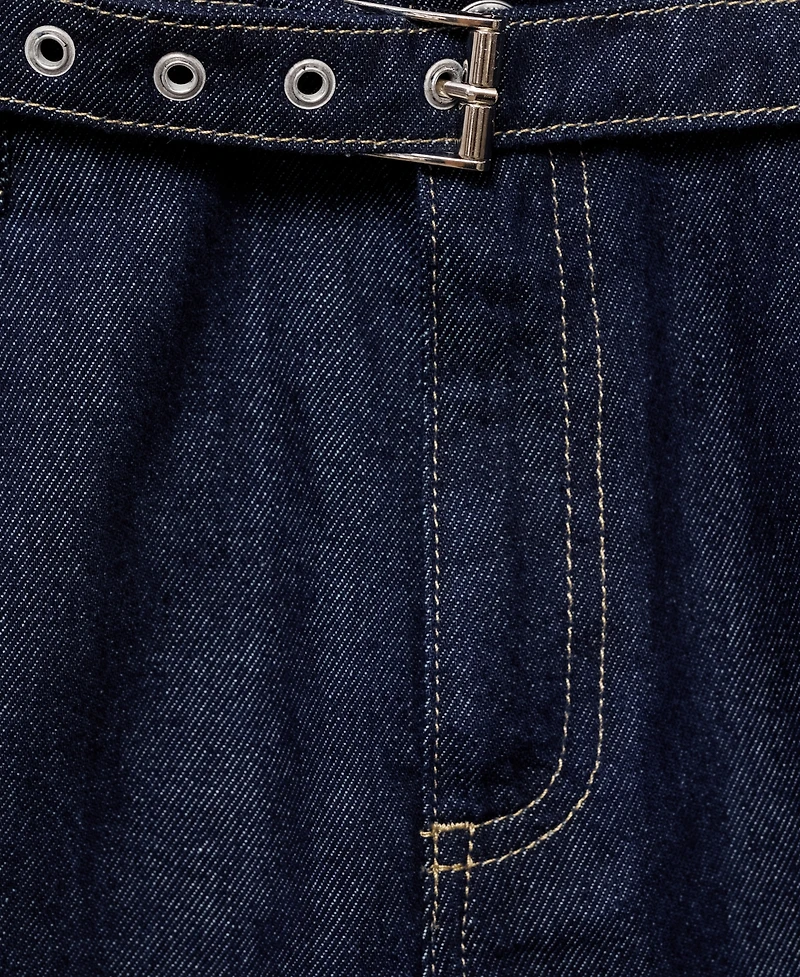 Mango Women's Straight-Fit Belt Jeans