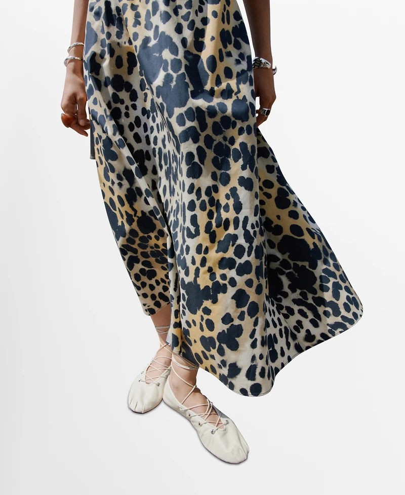 Mango Women's Animal-Print Cotton Skirt