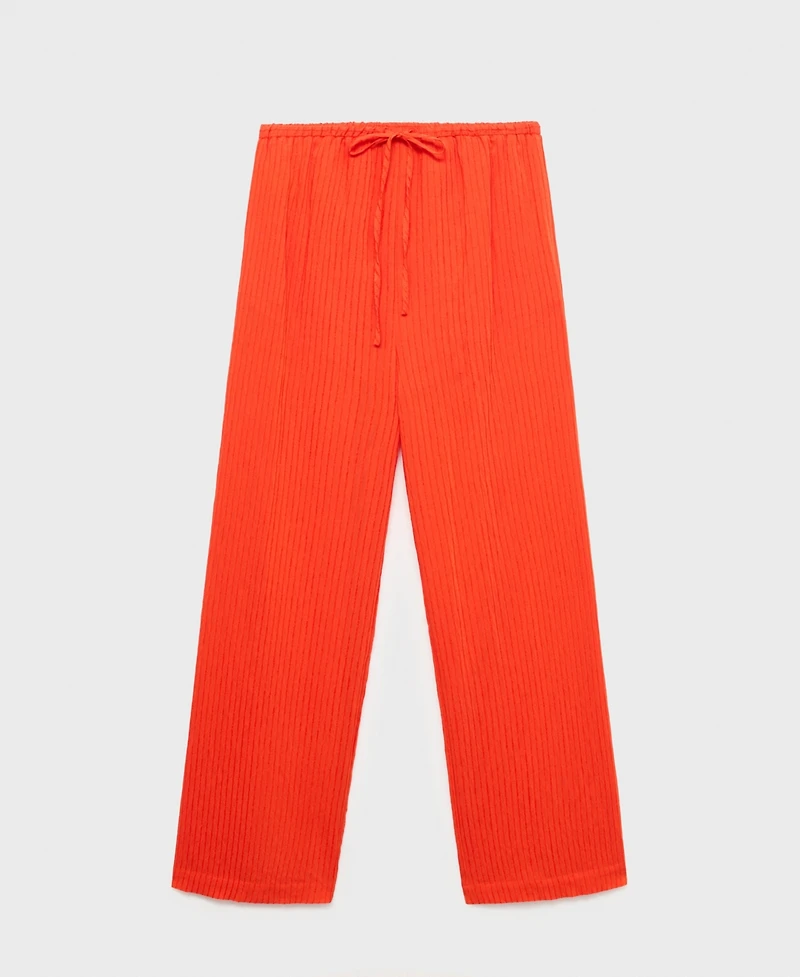Mango Women's Straight-Leg Crinkled-Effect Pants