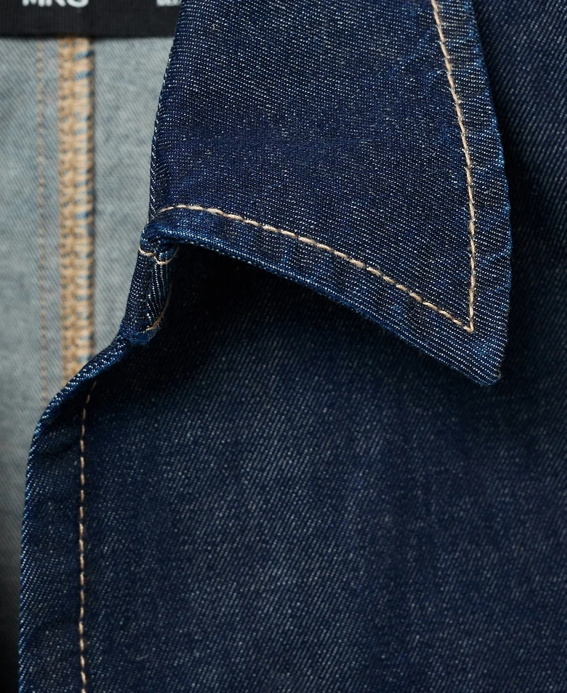 Mango Women's Contrast Stitching Denim Top