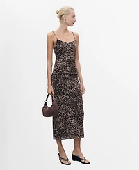 Mango Women's Animal-Print Midi Dress